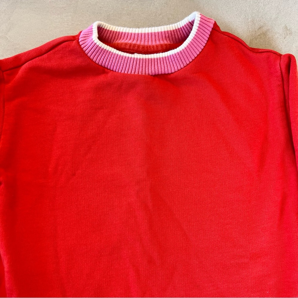 Hanna Andersson Long Sleeve French Terry Dress Red with Pink 3T - Picture 4 of 9
